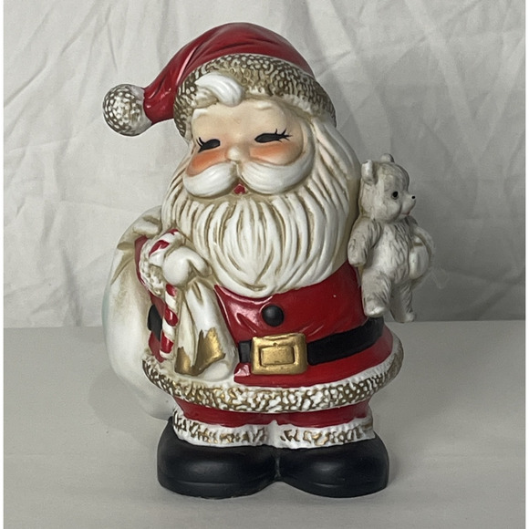 Homco Other - Homco Ceramic Santa Claus Teddy Bear Coin Bank 5610 with Stopper Vintage Classic